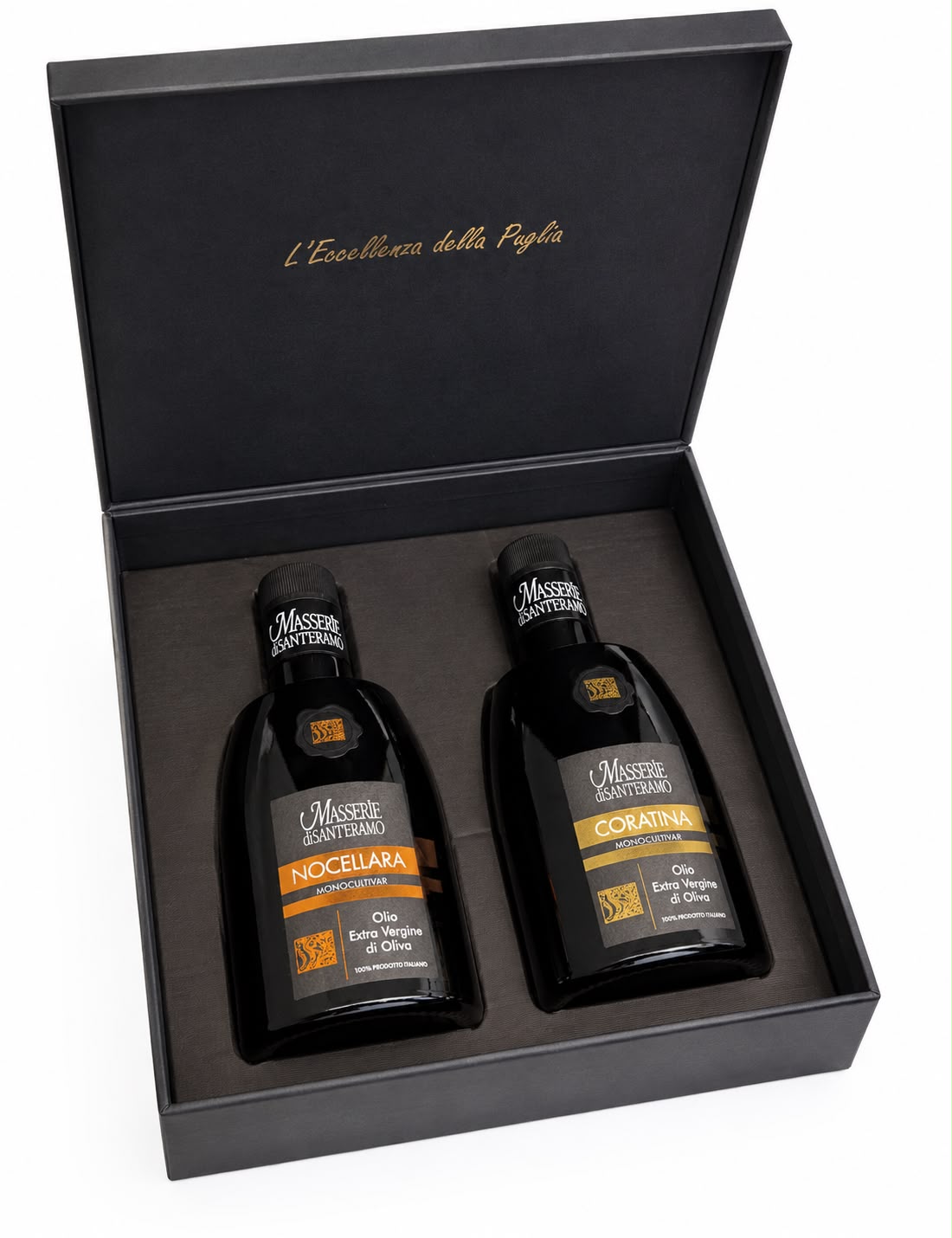 Monocultivar Gift Box – Limited Edition Reinsortige Premium-Olivenöle Nocellara & Coratina (2 x 500 ml)